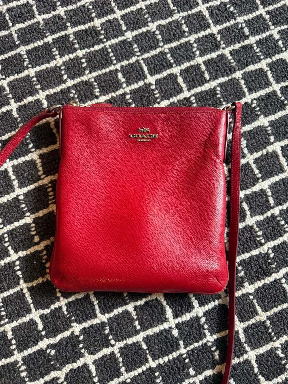 Coach Red Pebbled Leather Slim Crossbody Bag